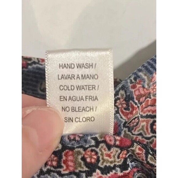 Corvia Women’s L Tank Top Boho Paisley White Blue Stretch Art Artsy Western - Picture 6 of 9